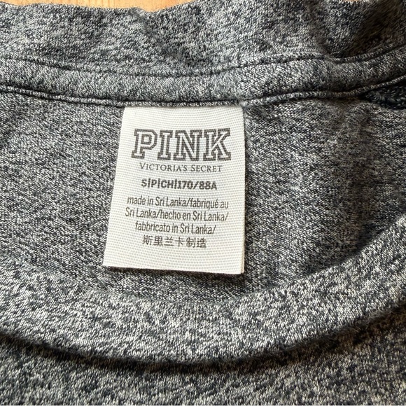 PINK Victoria’s Secret Gray and Black Mesh Sleeve Crop Top Small - Picture 4 of 4